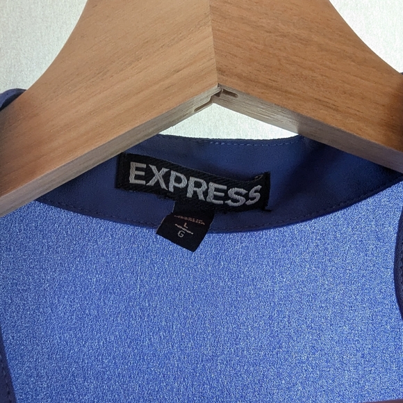 Express L periwinkle band collar illusion flutter sleeve blouse - Picture 3 of 4